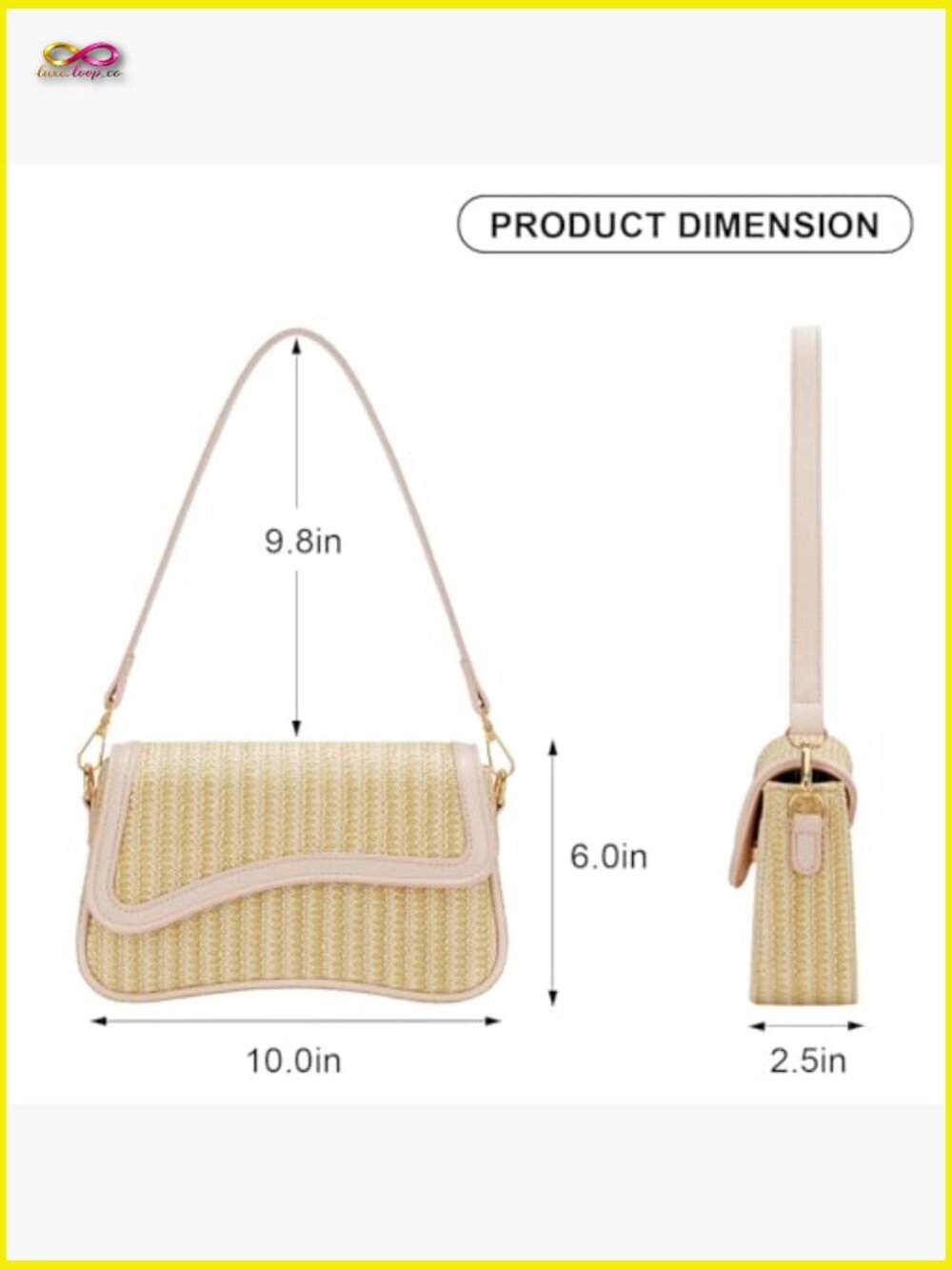 Straw Hobo Shoulder Bag with Chain Crossbody Purse Trendy Woven Clutch - Picture 6 of 7